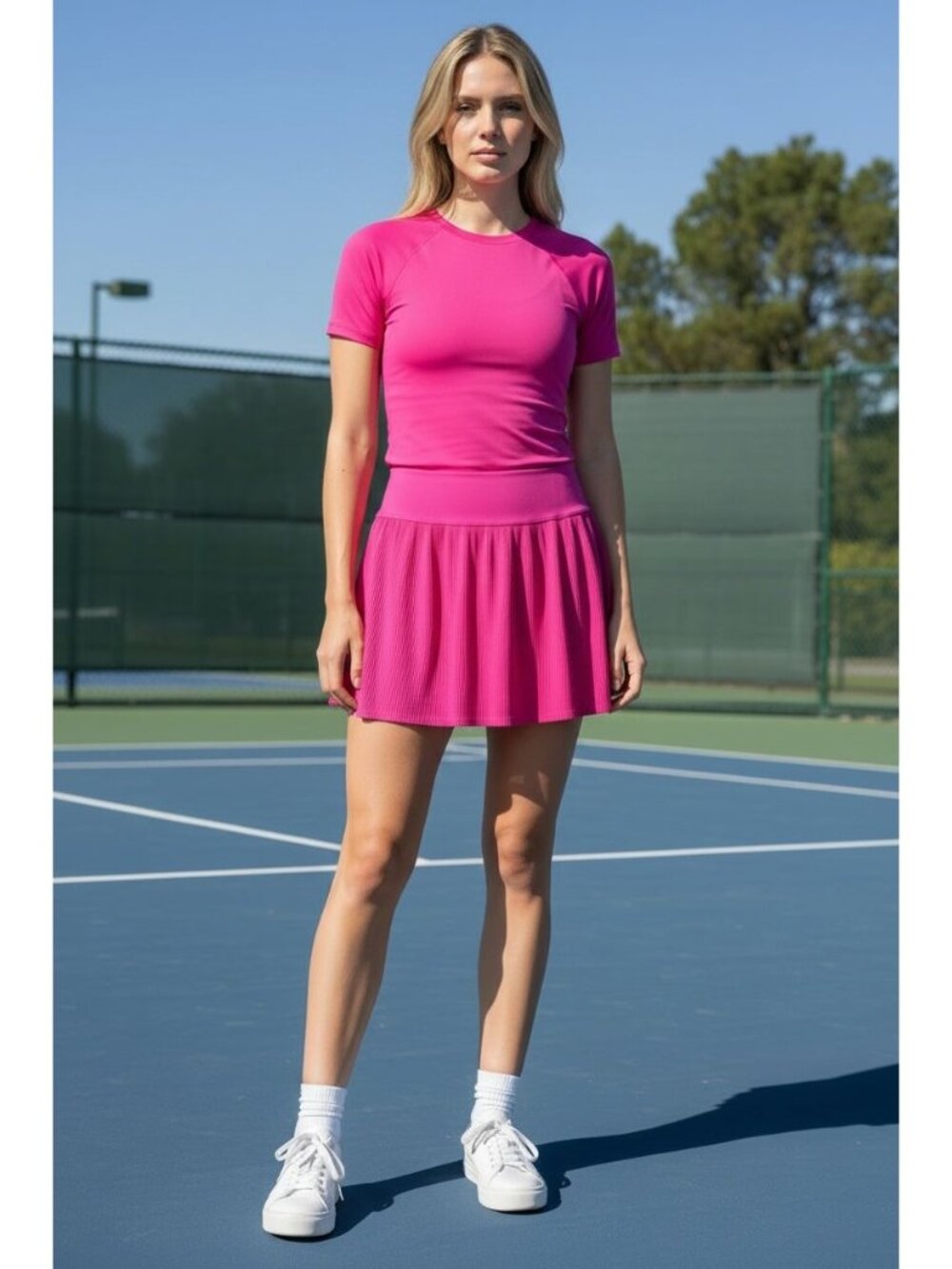 All in Motion Womens Large Pink Pleated Tennis Skirt Skort Athletic Athleisure